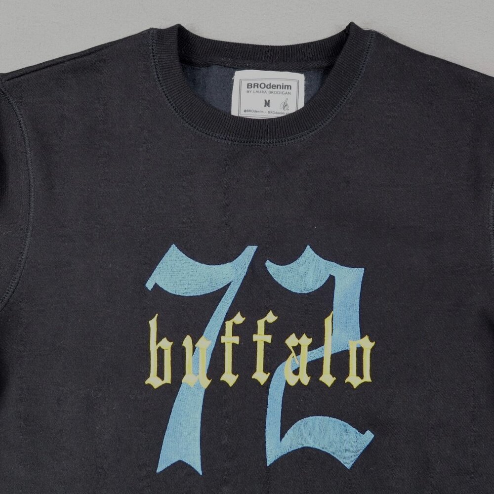 BROdenim Crew Neck Buffalo 72 Adult Sz M Black Medium Sweatshirt NY‎ WNY Bills